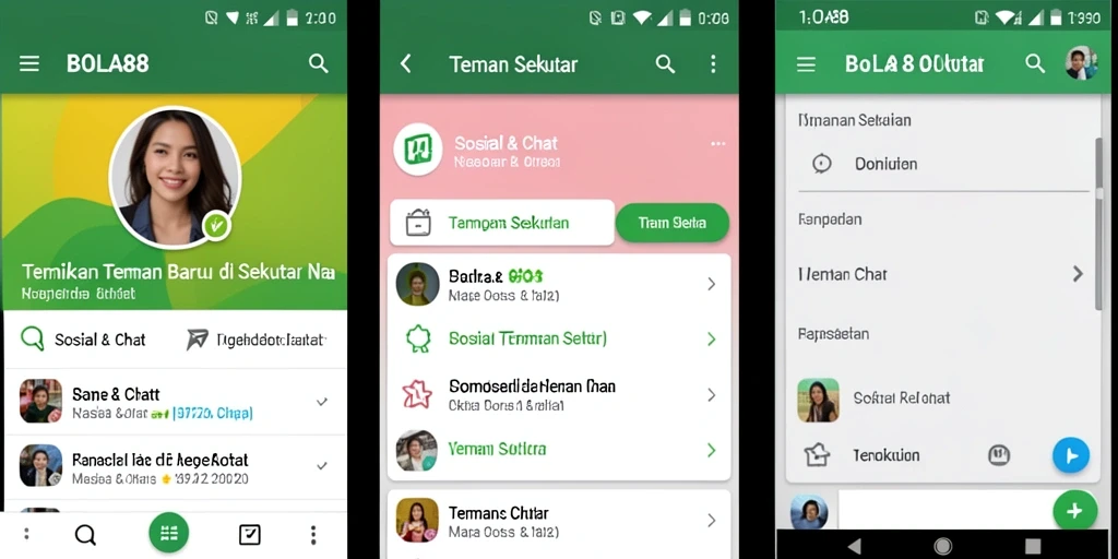 Tampilan antarmuka aplikasi BOLA88 yang intuitif untuk Teman Sekitar.
