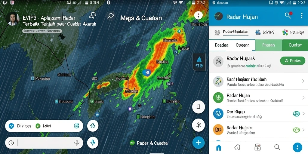 Tampilan antarmuka aplikasi EVIP3 dengan radar hujan yang interaktif.