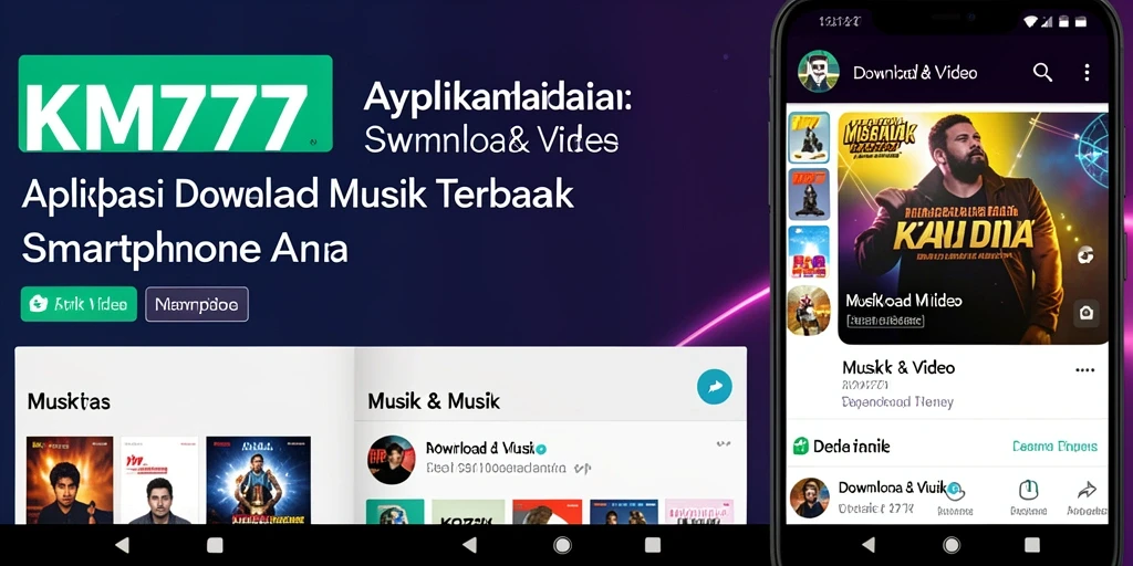 Antarmuka KM777 yang sederhana dan menarik untuk Download Musik.