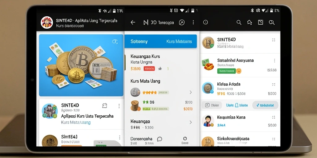 Antarmuka aplikasi SINTE4D yang menampilkan nilai tukar mata uang.