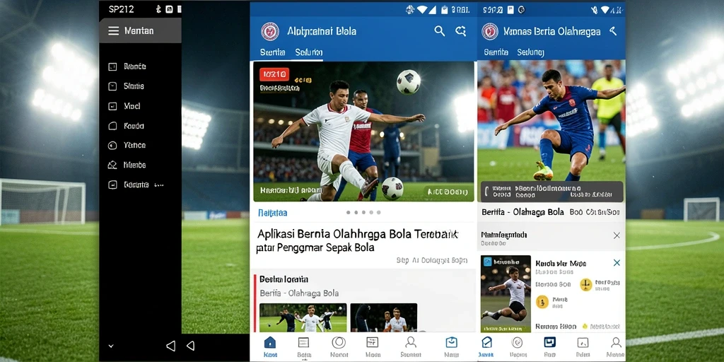 Tampilan antarmuka pengguna SP212 untuk berita olahraga bola.